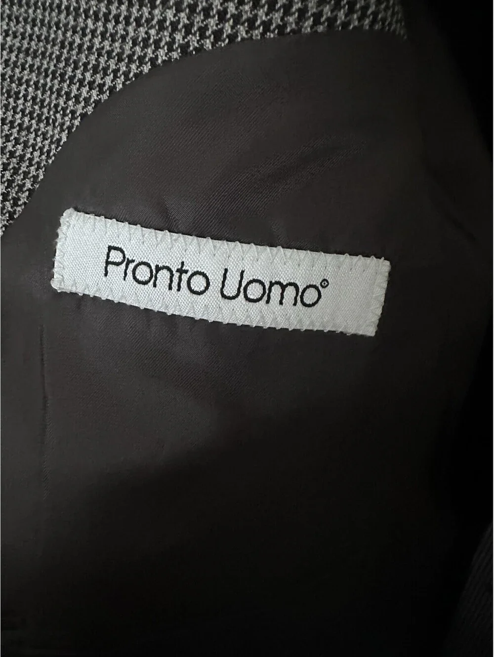 Pronto-Uomo Mens Black White Check Houndstooth Notch Lapels 2-Button Blazer 38 L